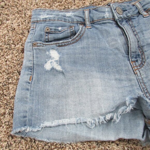 Aeropostale Womens Jean Shorts Sz 8 High Waisted Shorty Distressed Cut Off Denim - Picture 3 of 7